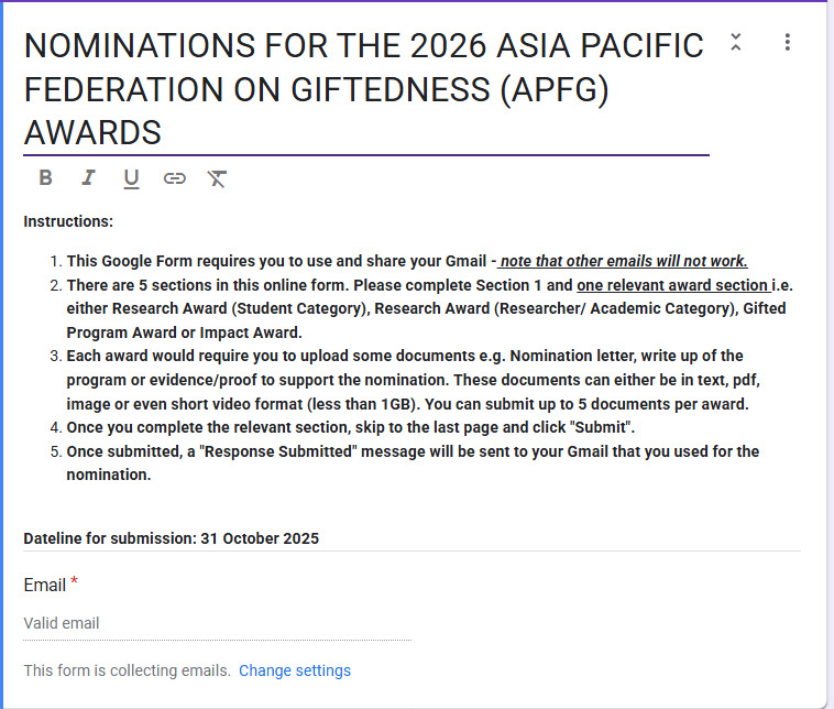 Call for Nominations: APFG 2026 Awards
