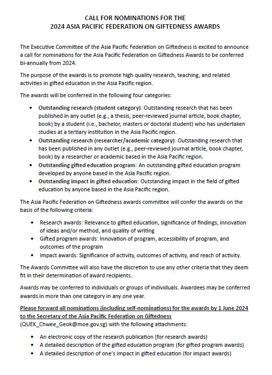 Nurturing Talents APFG Newsletter Call for Contributions