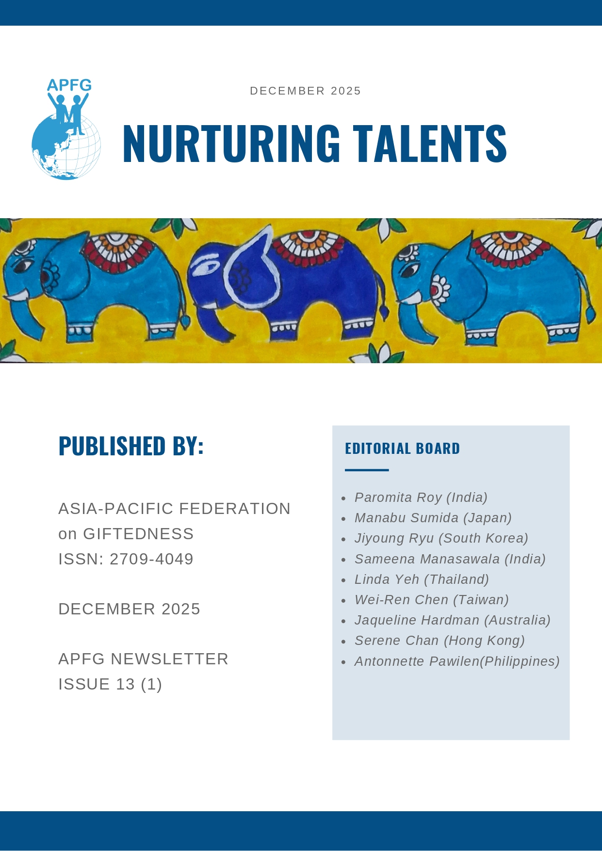 Release of the APFG Newsletter, Issue 13 (1)